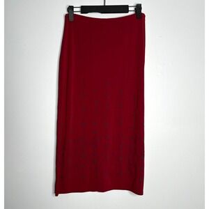 Gap Factory Women's Vintage Y2K‎ Red Leaf Print Stretchy Waist Maxi Skirt Size S